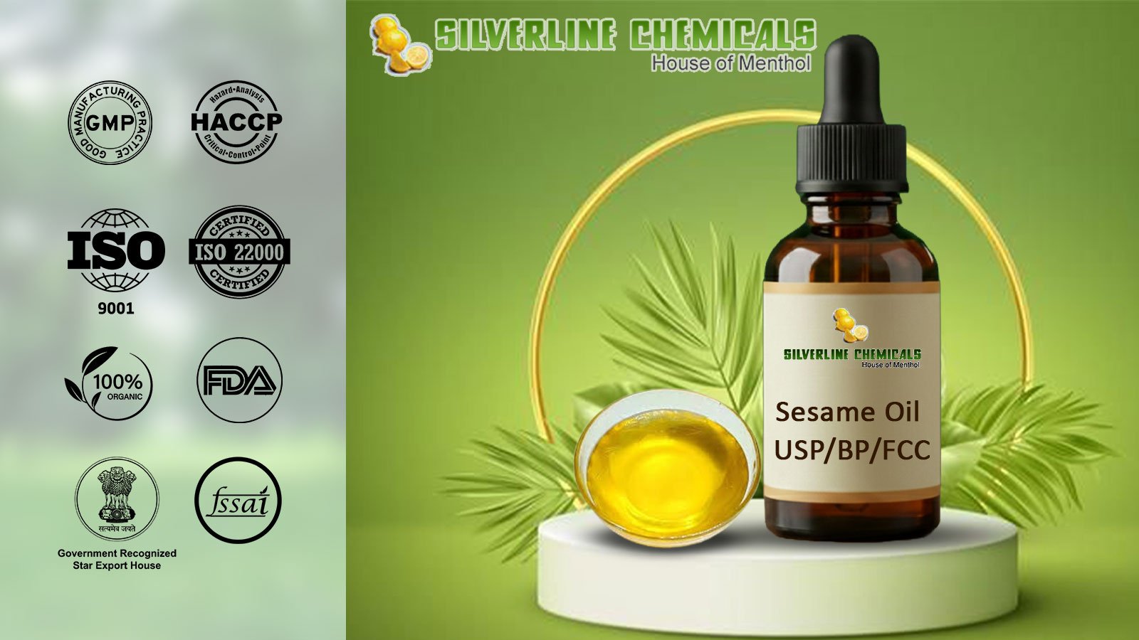 Sesame Oil USP/BP/FCC Manufacturers